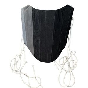 Chic Black and Gray Corset with White Laces